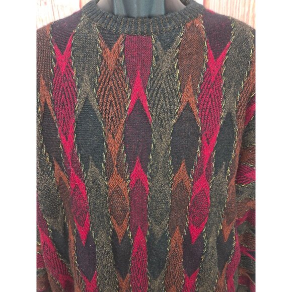 Montechiaro Wool & Acrylic Argyle Sweater Large Made In Italy - Picture 5 of 7